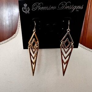 Premier Designs Gold Geometric Dangle Earrings